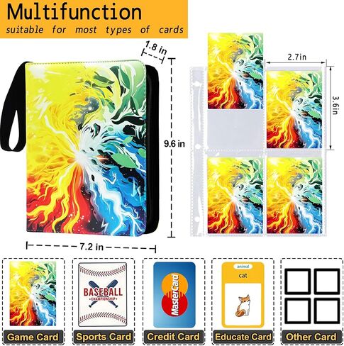Premium 900 Pockets Trading Card Binder و 9 بطاقات جيب جمع ألبومات حامل الكتب مع Zipper و 50 من الأكمام القابلة للإزالة ، لبطاقات الألعاب الرياضية Game in Saudi Arabia
