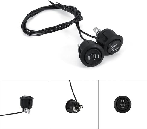 1 Pair Car Seat Heater, 3 Pin Heated Seat Kit, 12 V Heater Switch, High Low Off Control, for Cars, Truck, Boats, Motorcycles, Black in Saudi Arabia