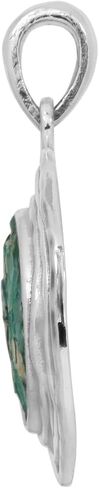 Sterling Silver Round Ancient Roman Glass Pendant Necklace with Textured Triple Frame and 18" Chain in Saudi Arabia