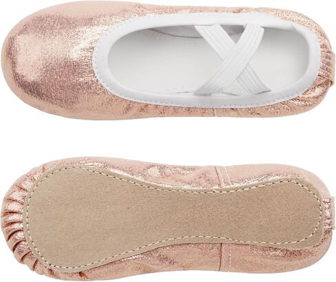 ستيل حذاء باليه للبنات جليتر | حذاء رقص باليه من الجلد الصناعي المعدني للأطفال الصغار/الأطفال الصغار/الكبار in Kuwait