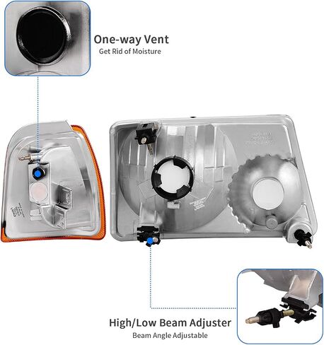DWVO Headlight Assembly Compatible with 2003 2004 2005 2006/03 04 05 06 Ford Expedition (Chrome Housing Clear Lens) in Saudi Arabia