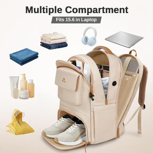 حقيبة ظهر للعمل النسائية المقاومة للماء من MATEIN مع غطاء للمطر، حقيبة ظهر للكمبيوتر المحمول مقاس 15.6 بوصة للسفر مع حامل أكواب كبير، حقيبة أغراض شخصية مع حجرة للأحذية للنساء، حقيبة ظهر كاجوال للسفر معتمدة من إدارة أمن المواصلات الأمريكية in Kuwait