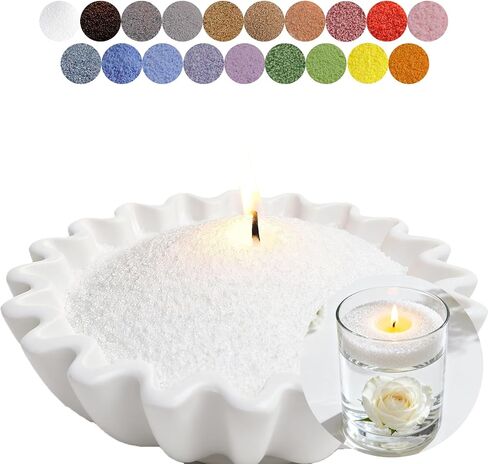 Aufien Pearled Candle 21.4 Oz,Refillable Candle Sand Wax Unscented Non Toxic, Lasting Powder Candles with 30 Wicks,Bead Candle Refill Making Kit in Saudi Arabia