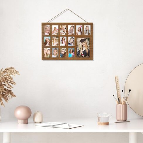 School Years Picture Frame Pre K to 12 Wooden Graduation Gift Collage Frame with Stand Easel, Displays One 4x6 and Twelve 2x3 Wallet Photos in Kuwait
