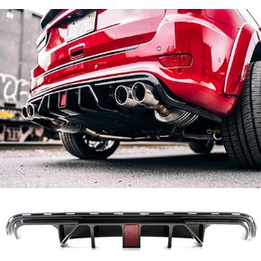 Rear Bumper Diffuser with W/LED Brake Light for Jeep Grand Cherokee Trackhawk 2018-2021 Rear Lower Bumper Lip Diffuser Spoiler (Carbon Fiber Print) in Saudi Arabia