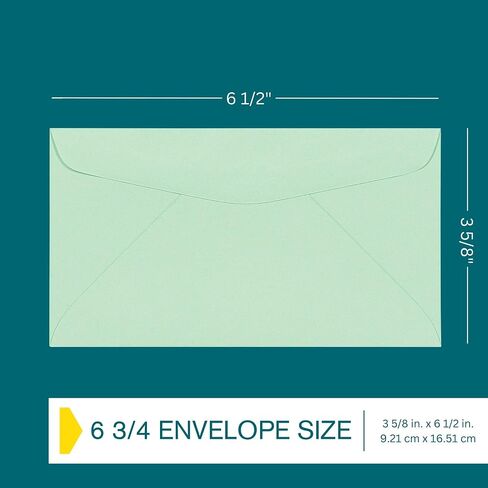 EnDoc 6 3/4 Colored Envelopes - 500 Pack - Pastel Blue - 3 5/8" x 6 1/2" Envelope, Letter Size, for Home, Offices, Holiday, Invoices and Mailings in Kuwait