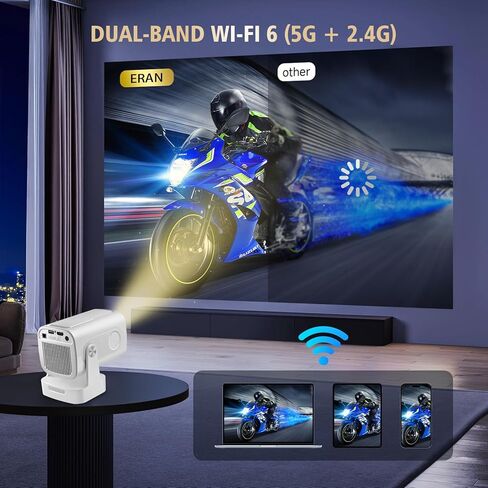 جهاز عرض صغير للأذن والأذن، جهاز عرض محمول HY320، يدعم 4K 1080P مع ثنائي النطاق WIFI6 5G لاسلكي 5.0 بلوتوث Android 11، قابل للدوران 180 درجة، تصحيح الانحراف التلقائي، جهاز عرض فيديو بشاشة 40 بوصة - 130 بوصة in Kuwait
