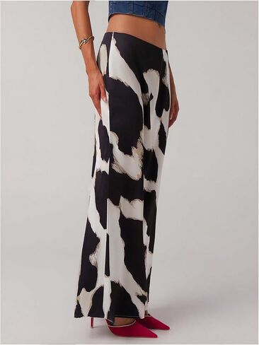 تنورة طويلة طويلة للسيدات من MakeMeChic بخصر منخفض، وتنورات أنيقة بطباعة الفهد البقري in Kuwait