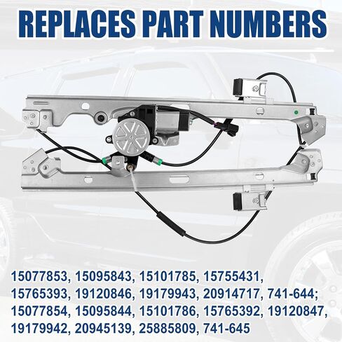 Front Driver & Passenger Side Power Window Regulator & Motor Assembly Compatible with Chevy Silverado Tahoe Suburban Avalanche GMC Yukon Sierra Cadillac Escalade 2000-2006 Replaces 741-644 741-645 in Saudi Arabia