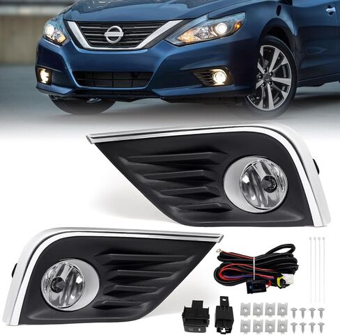 TOPUS Fog Lights Assembly For Nissan Altima 2016-2018 4-Door Sedan Clear Lens Fog Lamps Left and Right Side with H11 12V 55W Halogen Bulbs 622579HS0A 622569HS0A in Saudi Arabia