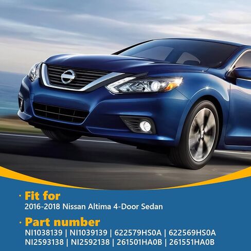 TOPUS Fog Lights Assembly For Nissan Altima 2016-2018 4-Door Sedan Clear Lens Fog Lamps Left and Right Side with H11 12V 55W Halogen Bulbs 622579HS0A 622569HS0A in Saudi Arabia