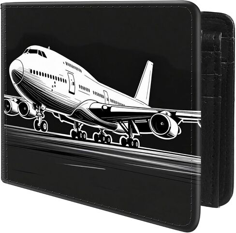 Front Pocket Slim Bifold Leather Wallet RFID Blocking with ID Window for Men/Airplane GC1706 in Kuwait