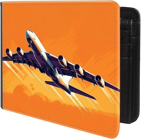 Front Pocket Slim Bifold Leather Wallet RFID Blocking with ID Window for Men/Airplane GC1706 in Kuwait