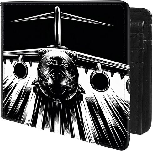 Front Pocket Slim Bifold Leather Wallet RFID Blocking with ID Window for Men/Airplane GC1706 in Kuwait