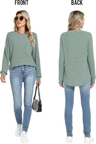 Motarto Lightweight Sweaters for Women Tunic Ribbed Tops Pull Over Casual Long Sleeve Shirts Plus Size Top for Daily Wear in Kuwait