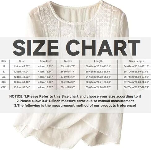 Embroidered Boho Tops for Women Trendy 3/4 Length Sleeve Cotton Linen Shirts Plus Size Fall Fashion Dressy Casual Blouses in Saudi Arabia