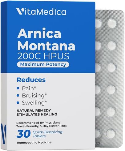 VitaMedica Arnica Montana 200C Rapid Dissolve Tablets for Natural Pain, Bruising, and Swelling Support - High Potency Homeopathic Medicine for Injury and Surgery Recovery - 150 Ct - 50 Servings in Saudi Arabia