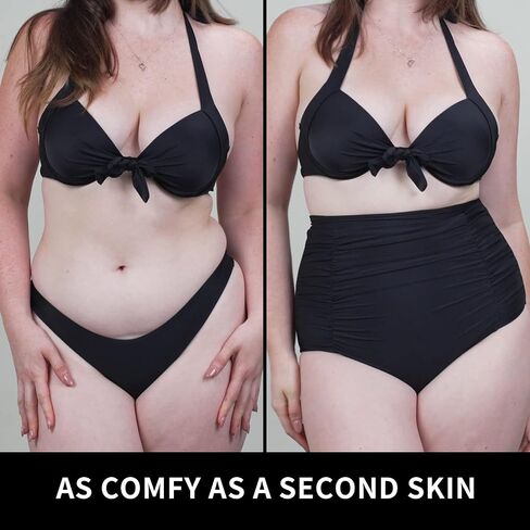 Women's High Waisted Ruched Bikini Bottom, Tummy Control, Plus Size Friendly in Saudi Arabia