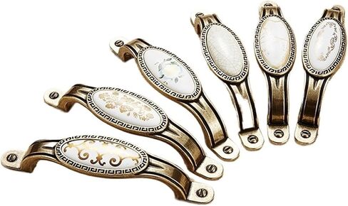 Furniture Handle zinc Alloy Cabinet Handle Drawer Ceramic Small Hardware Handle(5008 128 fine Classic Gold) in Saudi Arabia
