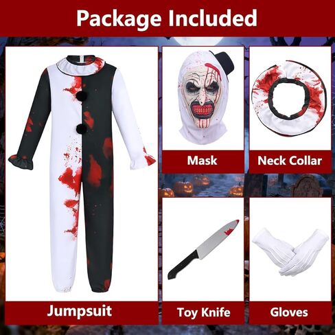 أزياء الهالوين للبالغين للرجال بذلة نصف سوداء وبيضاء مع مجموعة إكسسوارات in Kuwait