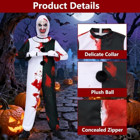 أزياء الهالوين للبالغين للرجال بذلة نصف سوداء وبيضاء مع مجموعة إكسسوارات in Kuwait