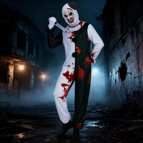 أزياء الهالوين للبالغين للرجال بذلة نصف سوداء وبيضاء مع مجموعة إكسسوارات in Kuwait