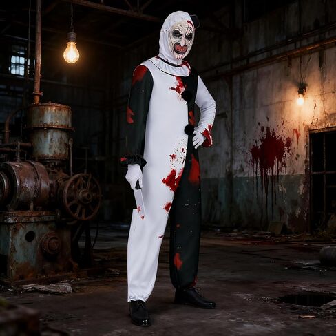 أزياء الهالوين للبالغين للرجال بذلة نصف سوداء وبيضاء مع مجموعة إكسسوارات in Kuwait