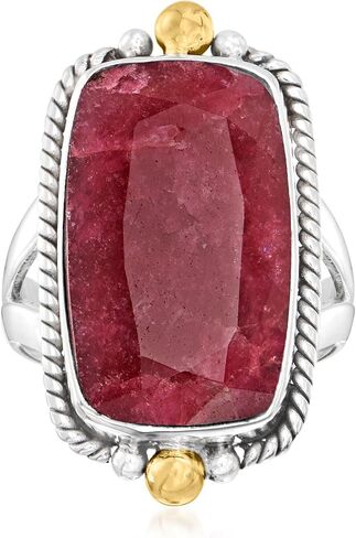 Ross-Simons 9.50 Carat Ruby Roped-Edge Ring in Sterling Silver With 18kt Gold Over Sterling in Kuwait