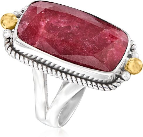 Ross-Simons 9.50 Carat Ruby Roped-Edge Ring in Sterling Silver With 18kt Gold Over Sterling in Kuwait