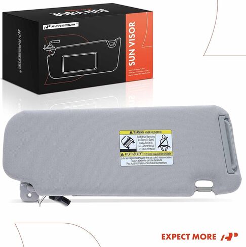 واقي الشمس من الجانب الأيسر للسائق A-Premium متوافق مع Mazda CX-9 CX9 2010 2011 2012 2013 2014 2015 - مع ضوء الغرور، مع مرآة الزينة، مع امتداد حاجب الشمس المنزلق، رمادي - يستبدل TDY1‑69‑320 in Saudi Arabia