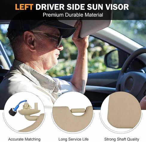 Left Driver Side Sun Visor with Light Fits for Honda Pilot 2009 2010 2011 2012 2013 2014 2015 Replace 83280-SZA-A01ZC, Beige in Saudi Arabia