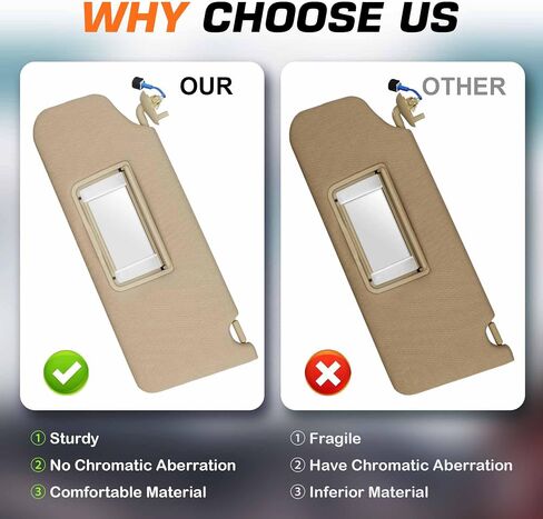 Left Driver Side Sun Visor with Light Fits for Honda Pilot 2009 2010 2011 2012 2013 2014 2015 Replace 83280-SZA-A01ZC, Beige in Saudi Arabia