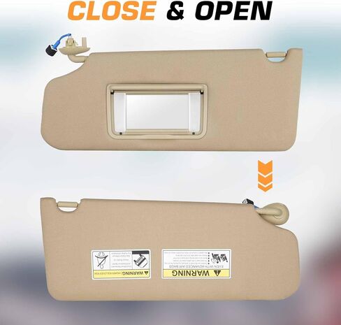 Left Driver Side Sun Visor with Light Fits for Honda Pilot 2009 2010 2011 2012 2013 2014 2015 Replace 83280-SZA-A01ZC, Beige in Saudi Arabia