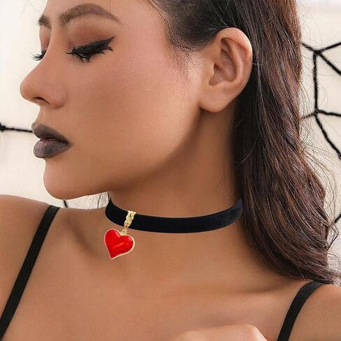 Black Choker Necklace for Women Gothic Heart Choker Necklace Dropping Blood Halloween Necklaces for Women Cosplay Jewelry in Saudi Arabia