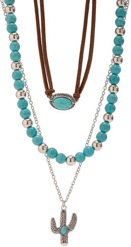 بوهو الغربية الفيروز مطرز المختنق القلائد خمر الفيروز الجلود الياقة القلائد الطبقات القلائد الغربية in Kuwait