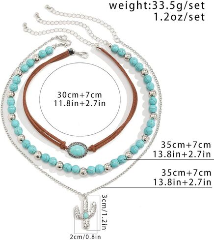 بوهو الغربية الفيروز مطرز المختنق القلائد خمر الفيروز الجلود الياقة القلائد الطبقات القلائد الغربية in Kuwait