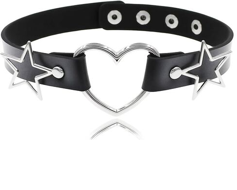 Love Heart Choker for Women Punk Star Leather PU Goth Chokers Necklace Sexy Soft Collar Chain Cosplay Costume Accessories in Kuwait