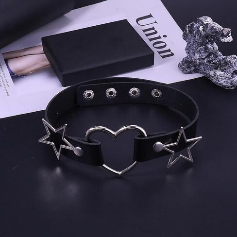 Love Heart Choker for Women Punk Star Leather PU Goth Chokers Necklace Sexy Soft Collar Chain Cosplay Costume Accessories in Kuwait