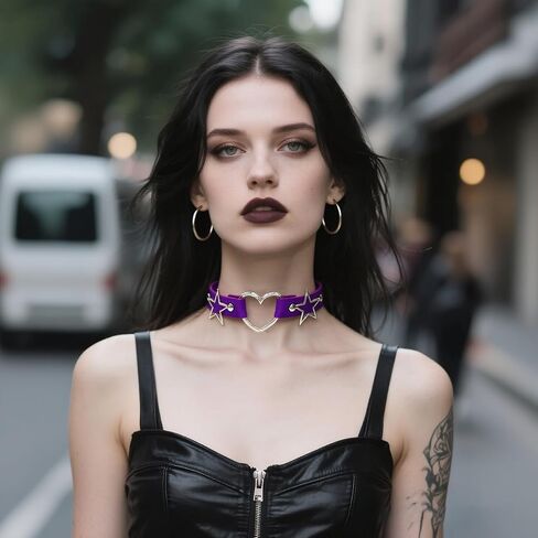 Love Heart Choker for Women Punk Star Leather PU Goth Chokers Necklace Sexy Soft Collar Chain Cosplay Costume Accessories in Kuwait