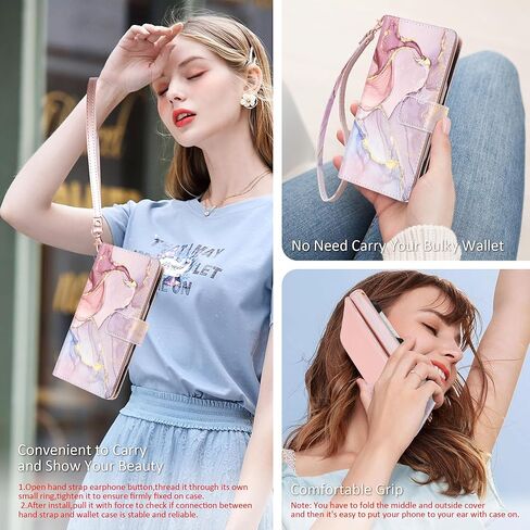 Fingic for iPhone 16 Case,for iPhone 16 Wallet Case for Women Girl[with 9 Card Holder]Marble Rose Gold PU Leather Detachable Wrist Strap Fullbody Slim Shockproof Flip Phone Case for iPhone 16,6.1"2024 in Kuwait