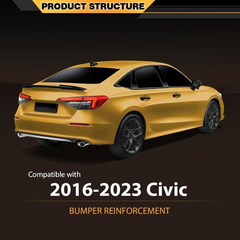 Rear Bumper Compatible with Honda Civic 2016-2024 Reinforcement Black in Saudi Arabia