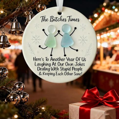 حلية تذكار الصداقة من The Bitches Times، حلية تذكارية من زجاج البحر للصداقة المضحكة، زينة عيد الميلاد المصنوعة يدويًا من زجاج البحر، للأخوات أفضل الأصدقاء (ب) in Saudi Arabia