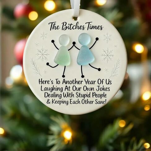 حلية تذكار الصداقة من The Bitches Times، حلية تذكارية من زجاج البحر للصداقة المضحكة، زينة عيد الميلاد المصنوعة يدويًا من زجاج البحر، للأخوات أفضل الأصدقاء (ب) in Saudi Arabia