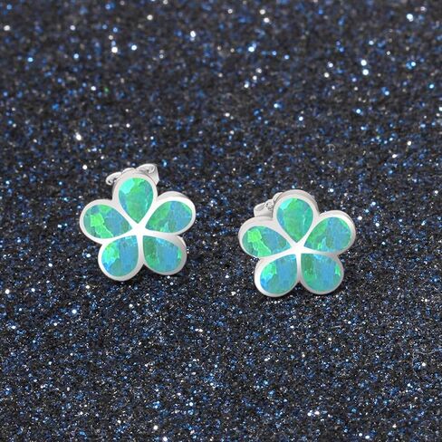 Opal Jewelry Sets for Women White Gold Flower Necklace and Earring Sets for Women Elegant Hypoallergenic White Opal Birthstone Wedding Jewelry Gift in Saudi Arabia