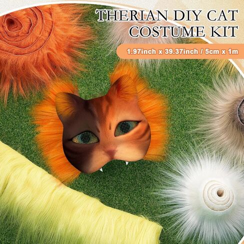 9 Pcs 1.97" x 39.37" Faux Fur Strips for Therian Mask Fluffy Fuzzy Fabric Craft Fur for Therian Gear Furry Mask DIY Material (Bright Color) in Kuwait