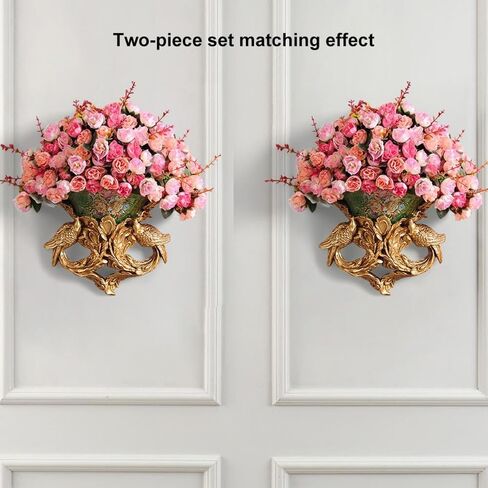 Artificial Vintage Flower Arrangement Vase Set European Golden Resin Vase Fake Flower Decor Wedding Party in Saudi Arabia