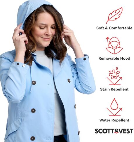معطف SCOTTeVEST Tabitha للنساء - 21 جيبًا مخفيًا - سترة ناعمة طاردة للماء للسفر والمزيد in Saudi Arabia