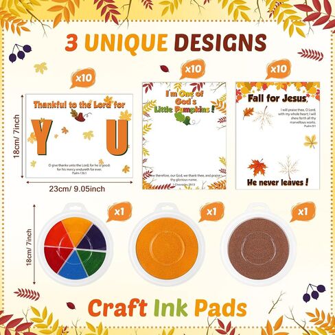 Motipuns 30 Pcs Religious Thanksgiving Handprint Kits Crafts with 3 Pcs Large Ink Pads Christian Thanksgiving Greeting Card Thanksgiving Activities Pumpkin Crafts Fall Crafts for Sunday School Craft in Saudi Arabia