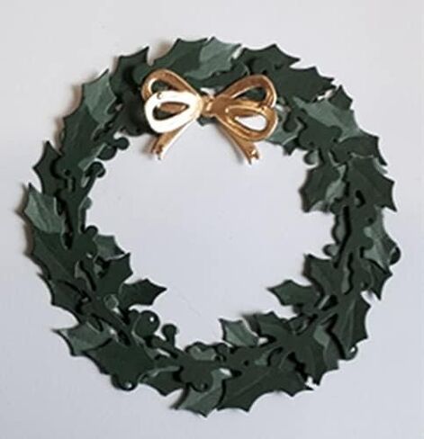 1 Pcs Holly Leaves Wreath Metal Die Cuts, Bow Leaf Round Circle Christmas Cutting Dies,DIY Scrapbooking Artist Cutting Dies Stencil Template Molds for DIY Card Making Embossing Photo Decorative in Kuwait