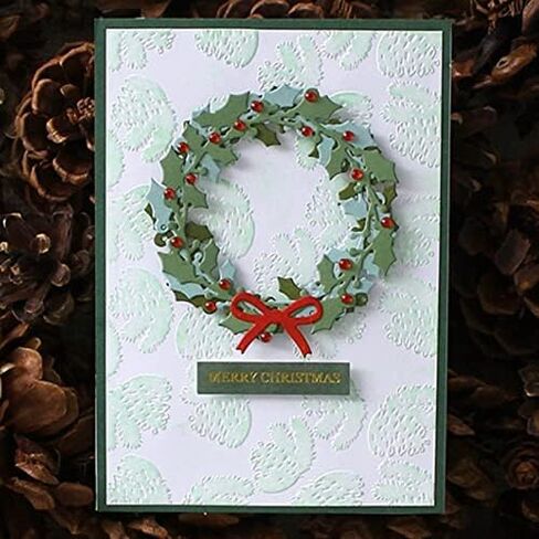 1 Pcs Holly Leaves Wreath Metal Die Cuts, Bow Leaf Round Circle Christmas Cutting Dies,DIY Scrapbooking Artist Cutting Dies Stencil Template Molds for DIY Card Making Embossing Photo Decorative in Kuwait